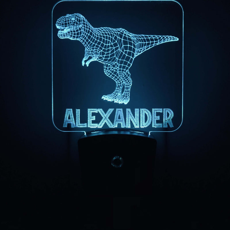 Add a name - Handcrafted T-Rex Dinosaur Night Light - carve-craftworks-llc