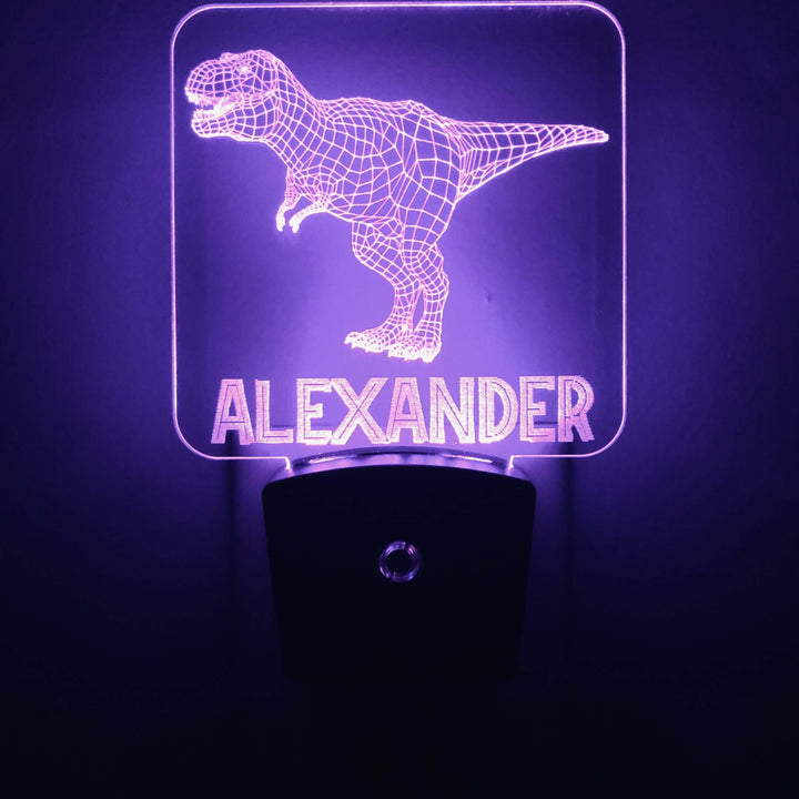Add a name - Handcrafted T-Rex Dinosaur Night Light - carve-craftworks-llc