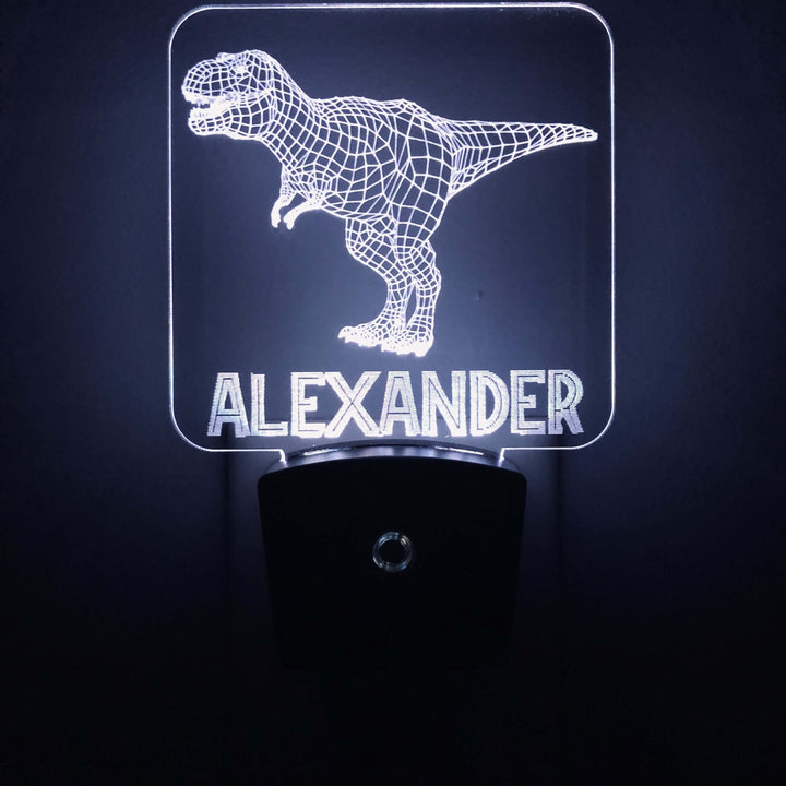 Add a name - Handcrafted T-Rex Dinosaur Night Light - carve-craftworks-llc