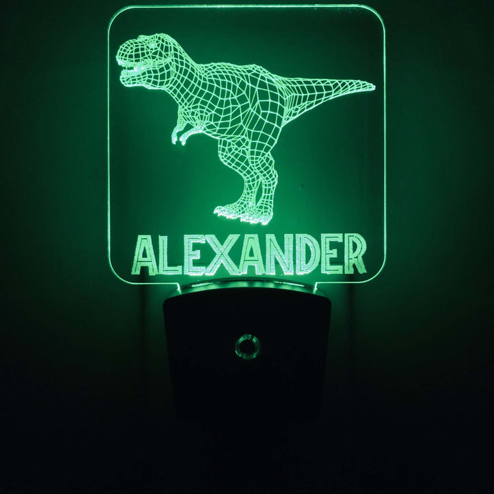 Add a name - Handcrafted T-Rex Dinosaur Night Light - carve-craftworks-llc