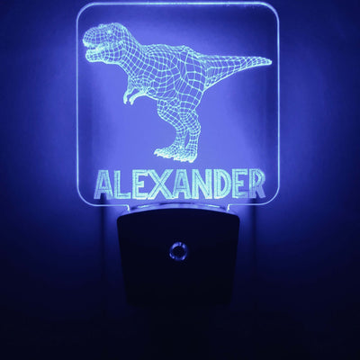 Add a name - Handcrafted T-Rex Dinosaur Night Light - carve-craftworks-llc