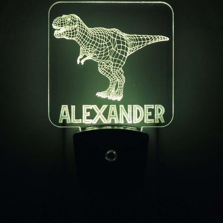 Add a name - Handcrafted T-Rex Dinosaur Night Light - carve-craftworks-llc