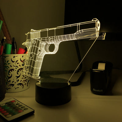 Pistol 2-1 - 3D Optical Illusion Lamp - carve-craftworks-llc