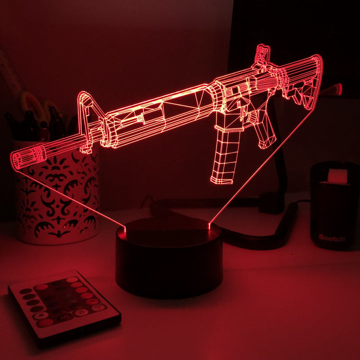 Rifle -15 - 3D Optical Illusion Lamp - carve-craftworks-llc