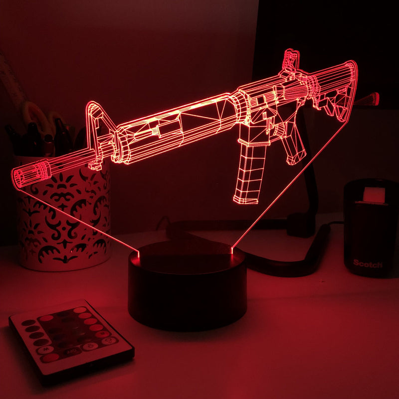 Rifle -15 - 3D Optical Illusion Lamp - carve-craftworks-llc