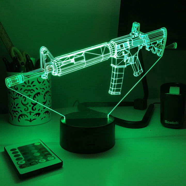 Rifle -15 - 3D Optical Illusion Lamp - carve-craftworks-llc
