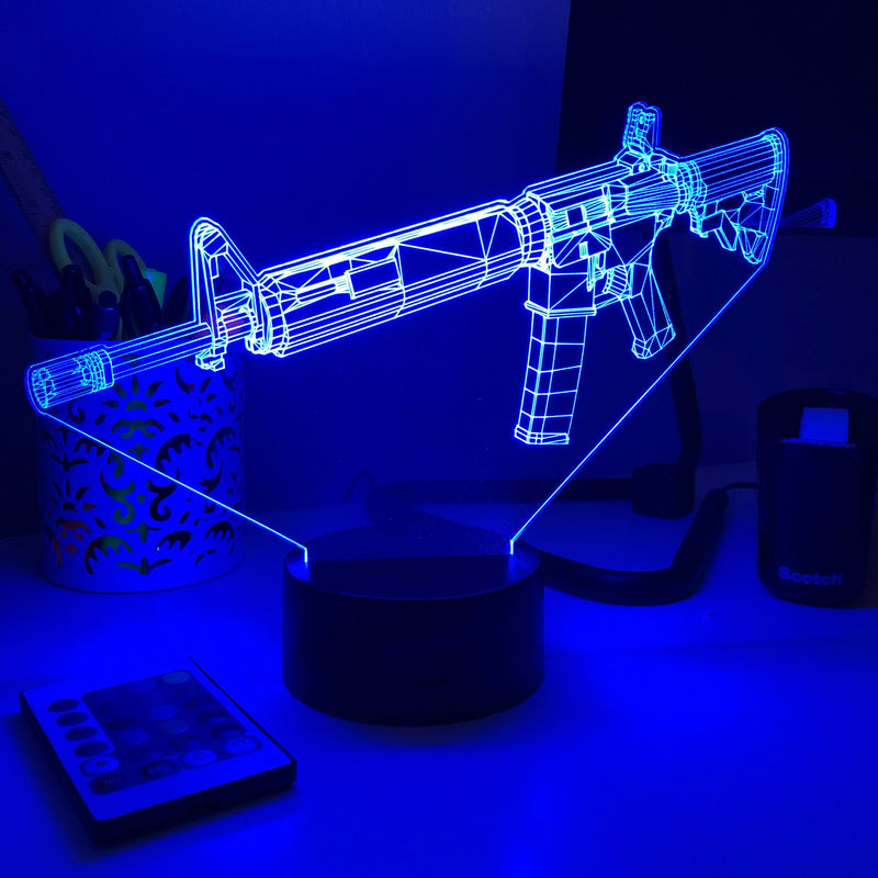Rifle -15 - 3D Optical Illusion Lamp - carve-craftworks-llc