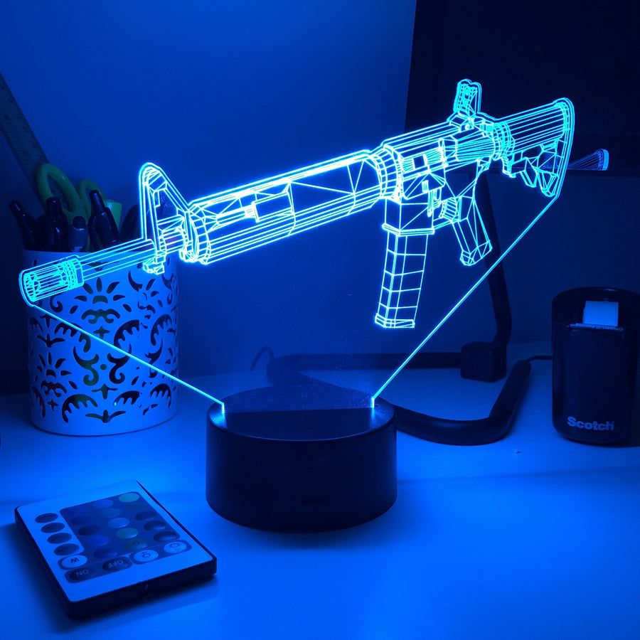 Rifle -15 - 3D Optical Illusion Lamp - carve-craftworks-llc
