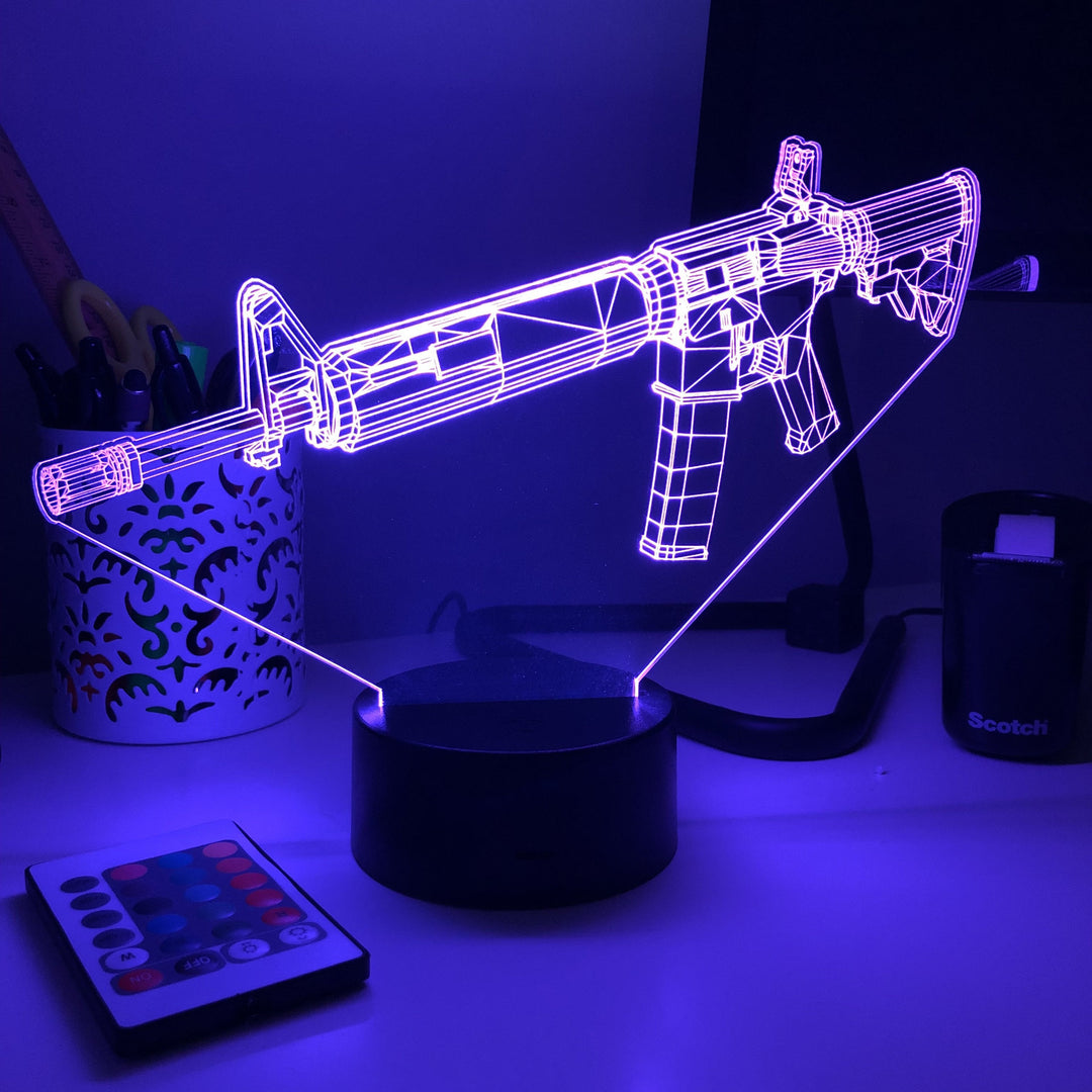 Rifle -15 - 3D Optical Illusion Lamp - carve-craftworks-llc