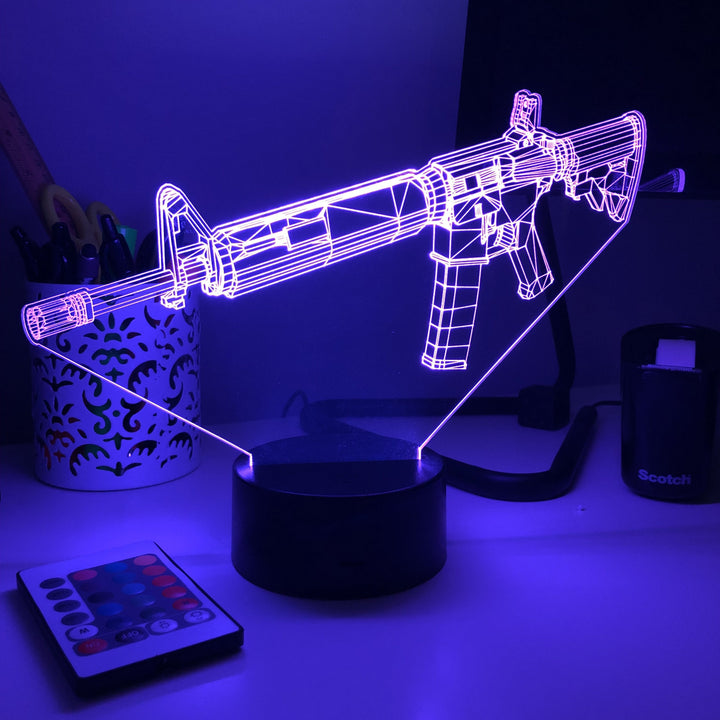 Rifle -15 - 3D Optical Illusion Lamp - carve-craftworks-llc