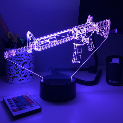 Rifle -15 - 3D Optical Illusion Lamp - carve-craftworks-llc