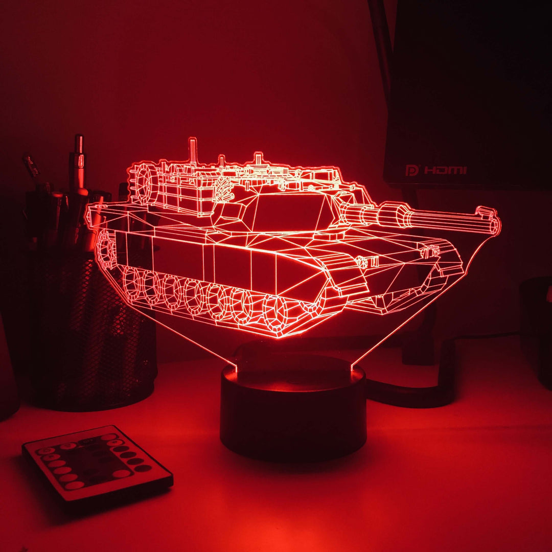 M1 Abrams Main Battle Tank  - 3D Optical Illusion Lamp - carve-craftworks-llc