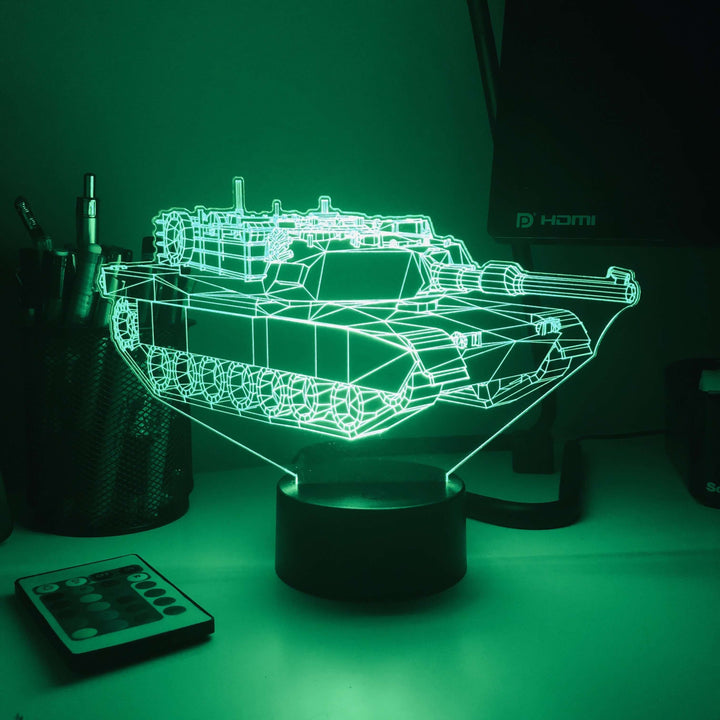 M1 Abrams Main Battle Tank  - 3D Optical Illusion Lamp - carve-craftworks-llc