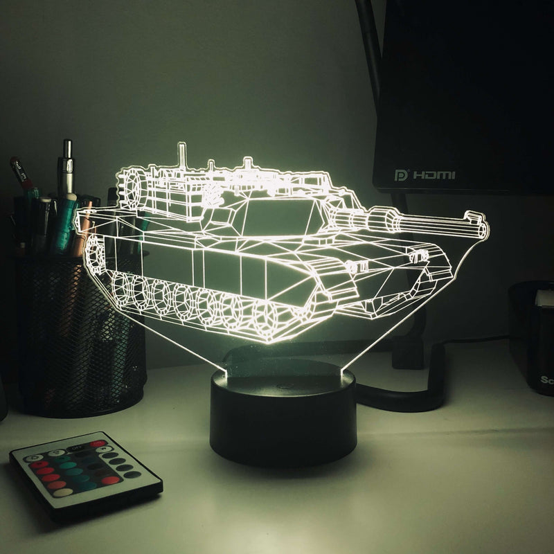 M1 Abrams Main Battle Tank  - 3D Optical Illusion Lamp - carve-craftworks-llc