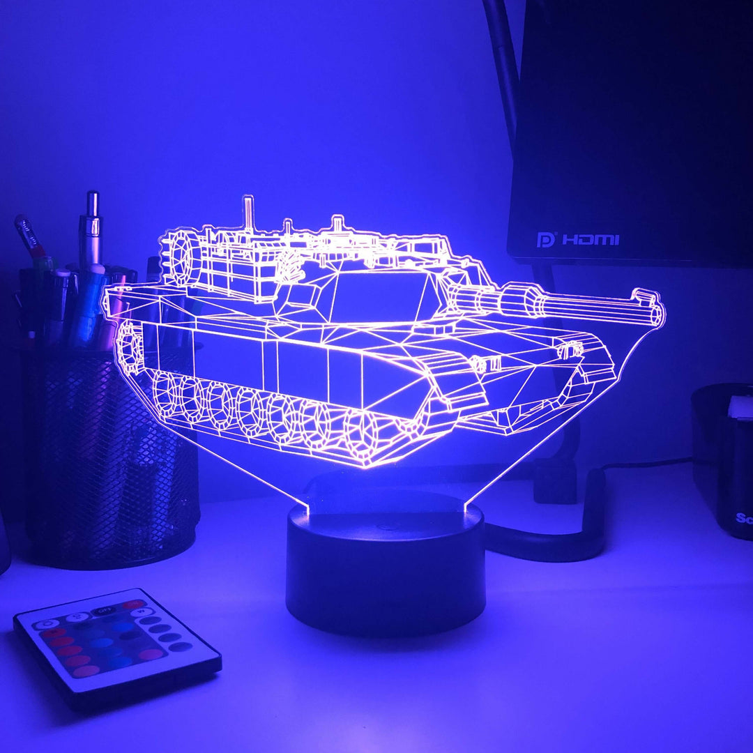 M1 Abrams Main Battle Tank  - 3D Optical Illusion Lamp - carve-craftworks-llc