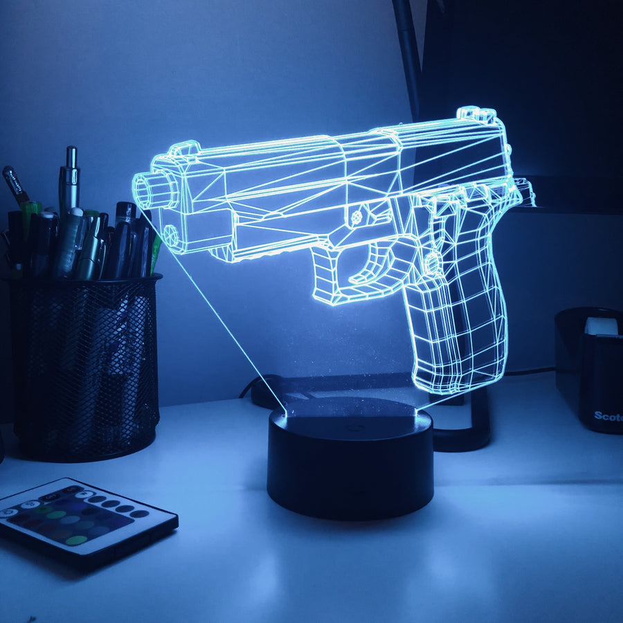 Pistol 7-1 - 3D Optical Illusion Lamp - carve-craftworks-llc