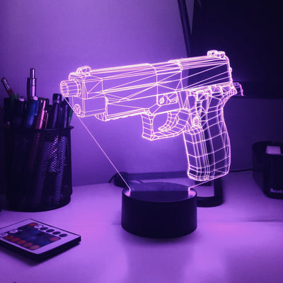 Pistol 7-1 - 3D Optical Illusion Lamp - carve-craftworks-llc