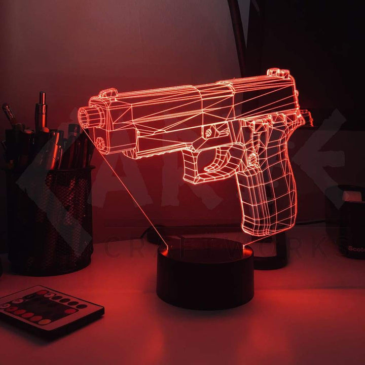 Pistol 7-1 - 3D Optical Illusion Lamp - carve-craftworks-llc
