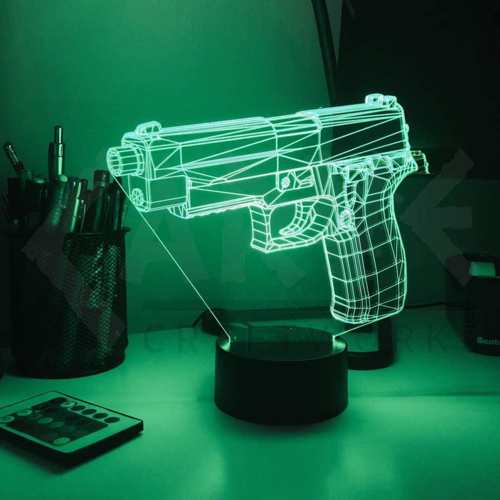 Pistol 7-1 - 3D Optical Illusion Lamp - carve-craftworks-llc