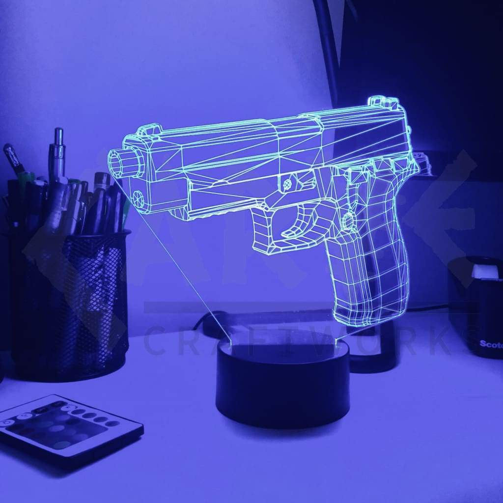Pistol 7-1 - 3D Optical Illusion Lamp - carve-craftworks-llc