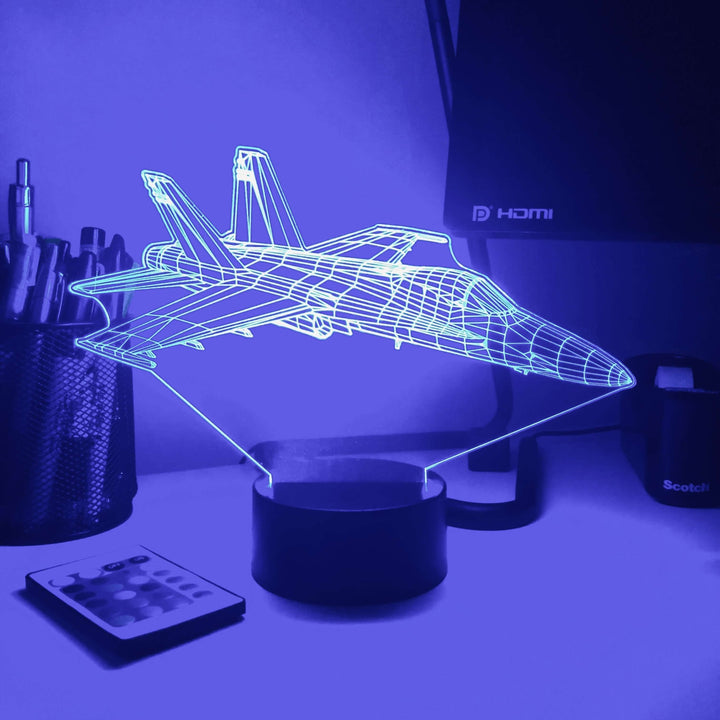 F/A-18 Fighter Jet - 3D Optical Illusion Lamp - carve-craftworks-llc