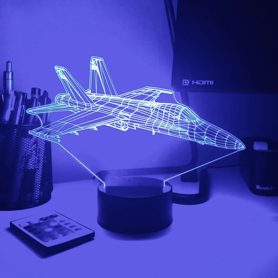 F/A-18 Fighter Jet - 3D Optical Illusion Lamp - carve-craftworks-llc