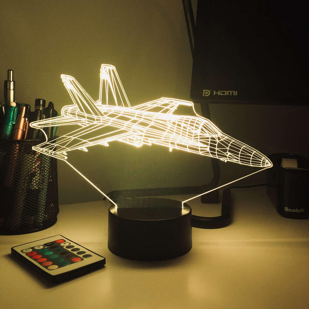 F/A-18 Fighter Jet - 3D Optical Illusion Lamp - carve-craftworks-llc