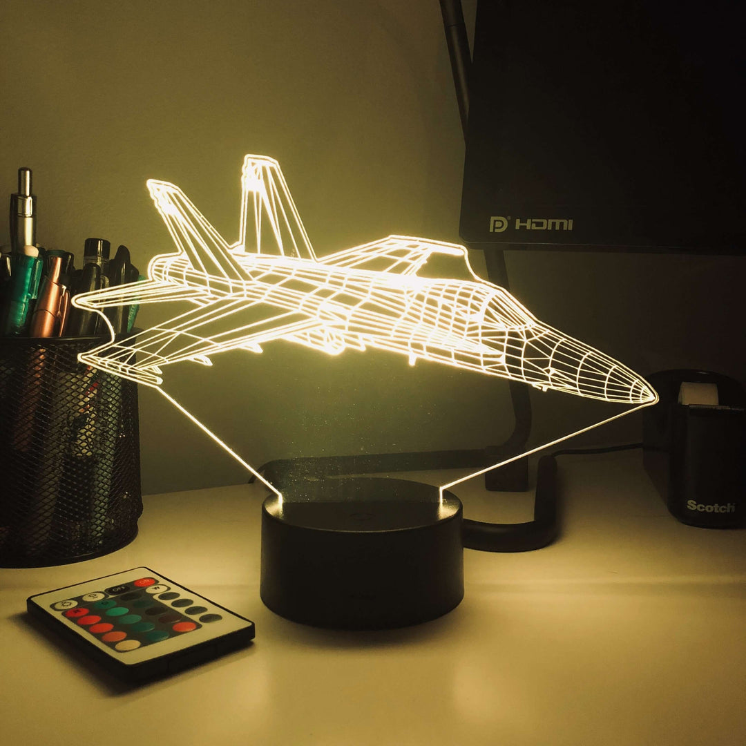 F/A-18 Fighter Jet - 3D Optical Illusion Lamp - carve-craftworks-llc