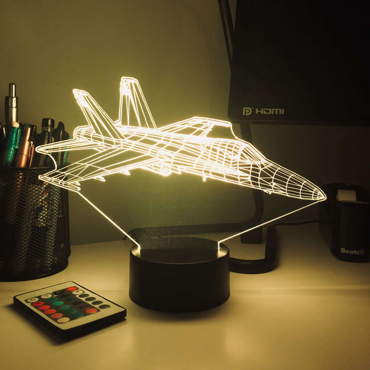 F/A-18 Fighter Jet - 3D Optical Illusion Lamp - carve-craftworks-llc