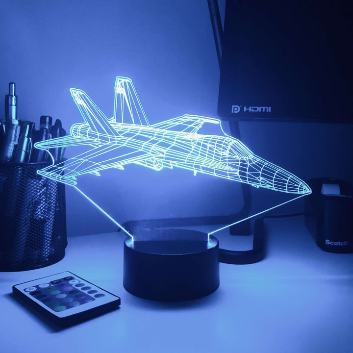 F/A-18 Fighter Jet - 3D Optical Illusion Lamp - carve-craftworks-llc