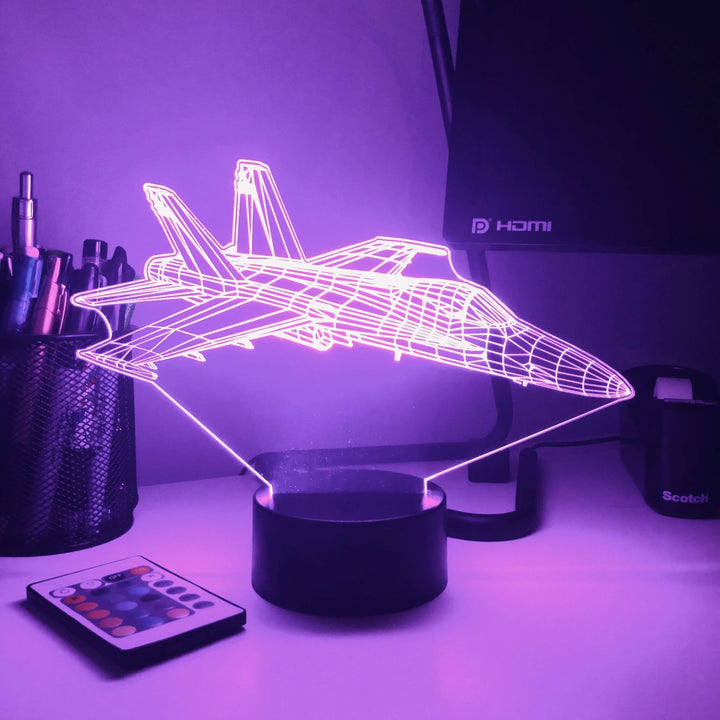 F/A-18 Fighter Jet - 3D Optical Illusion Lamp - carve-craftworks-llc