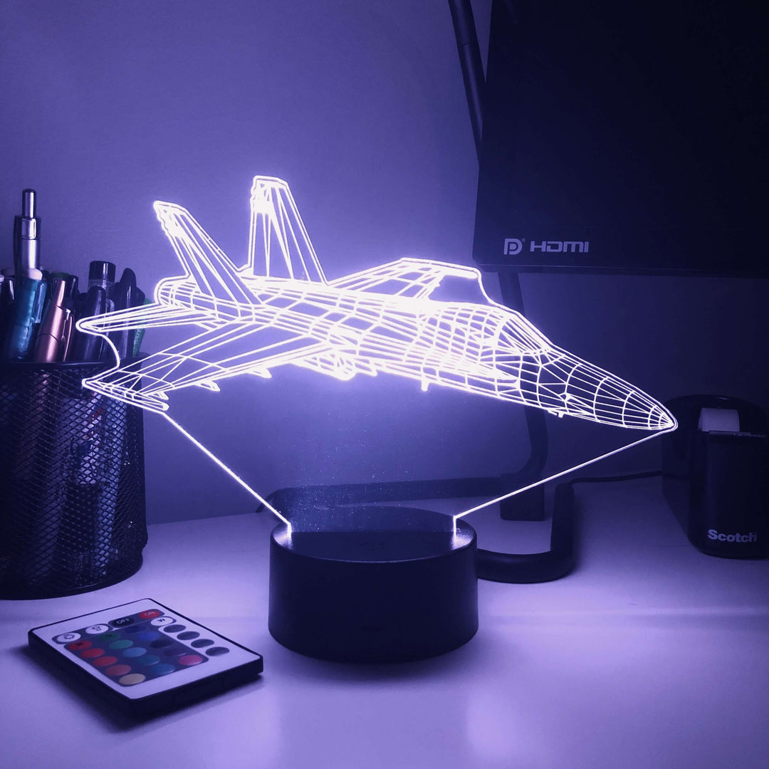 F/A-18 Fighter Jet - 3D Optical Illusion Lamp - carve-craftworks-llc