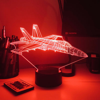 F/A-18 Fighter Jet - 3D Optical Illusion Lamp - carve-craftworks-llc