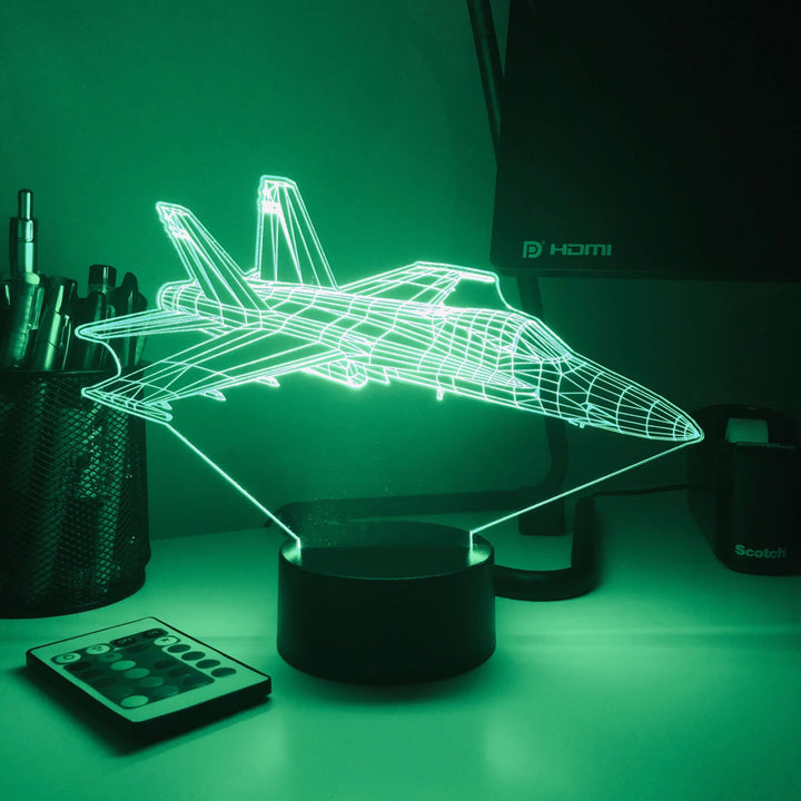F/A-18 Fighter Jet - 3D Optical Illusion Lamp - carve-craftworks-llc