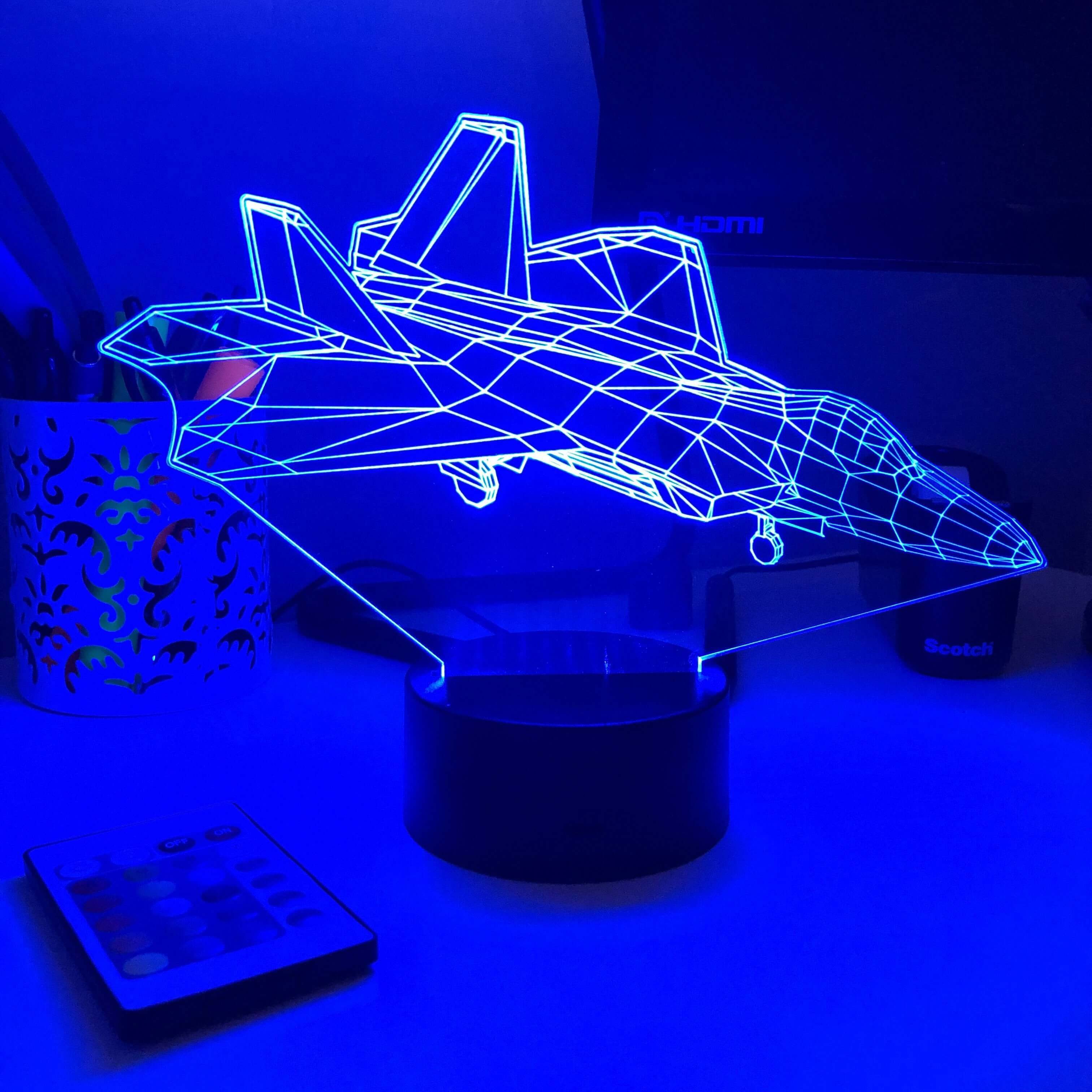 F-22A Raptor 3D LED Lamp | Personalized Air Force Gift – Carve