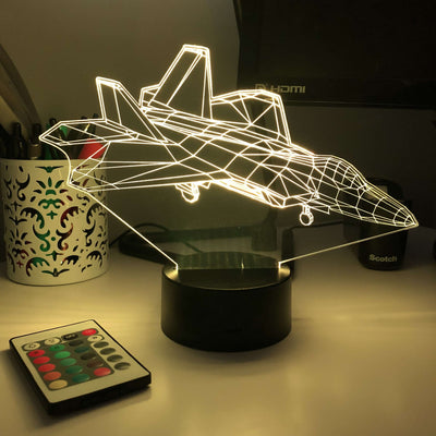 F-22A Raptor Jet - 3D Optical Illusion Lamp - carve-craftworks-llc