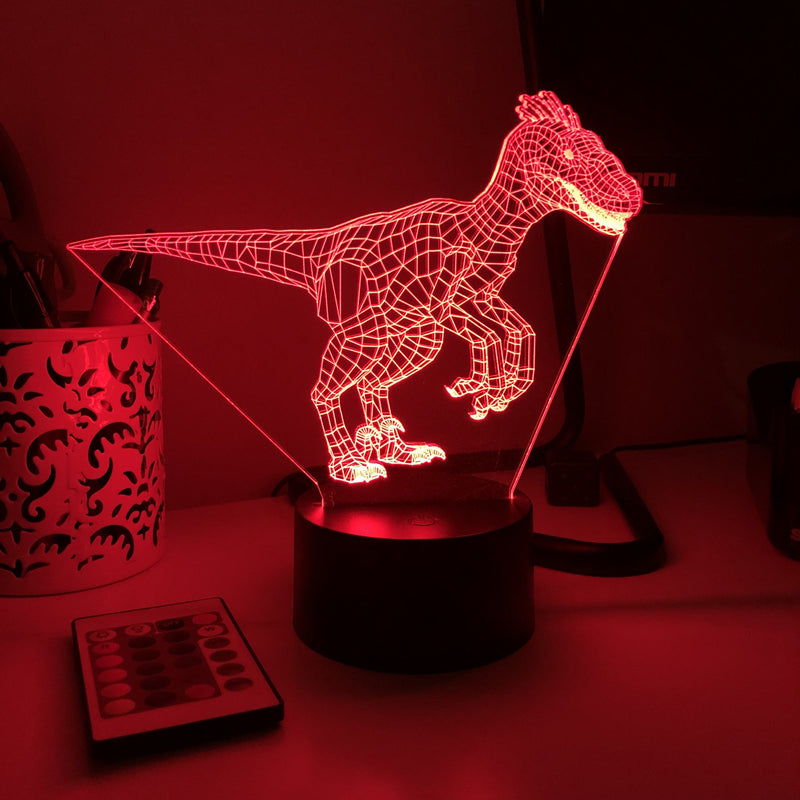 Raptor Dinosaur - 3D Optical Lamp - carve-craftworks-llc