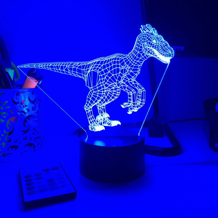 Raptor Dinosaur - 3D Optical Lamp - carve-craftworks-llc