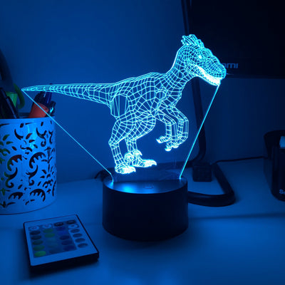 Raptor Dinosaur - 3D Optical Lamp - carve-craftworks-llc