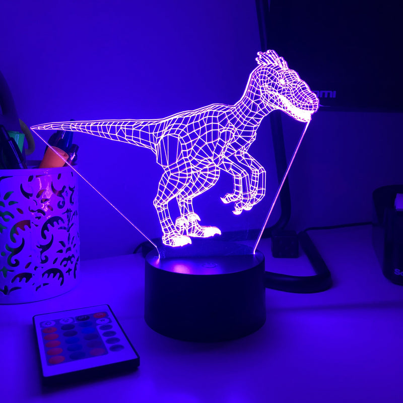 Raptor Dinosaur - 3D Optical Lamp - carve-craftworks-llc