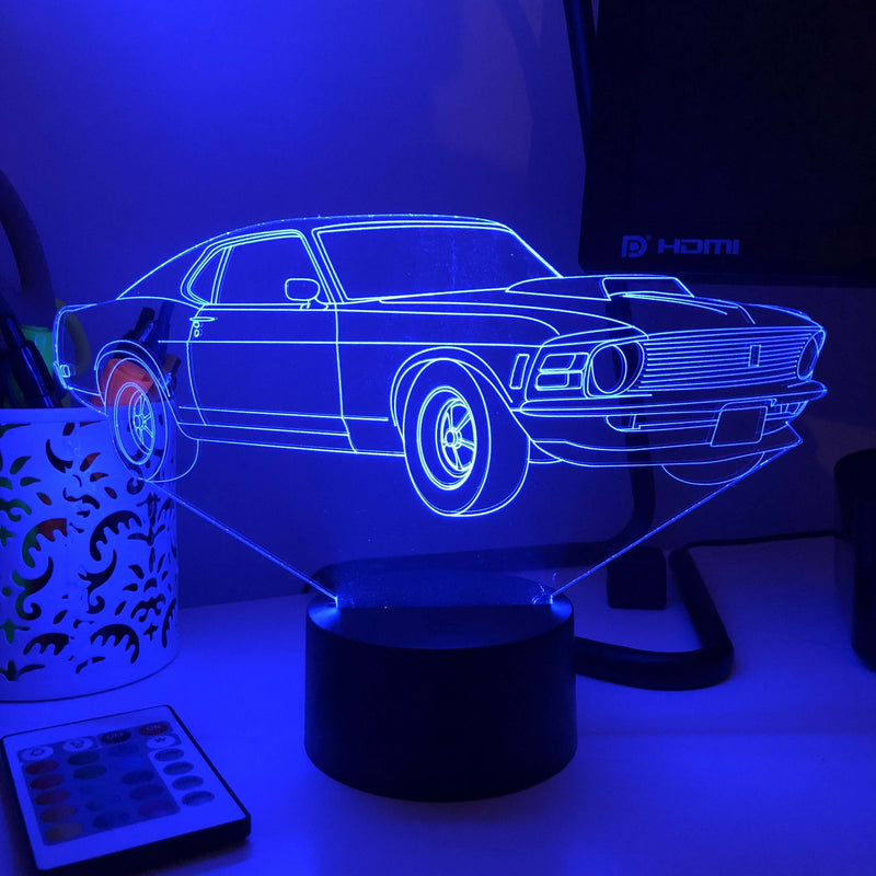 1970 Vehicle - 3D Optical Illusion Lamp - carve-craftworks-llc