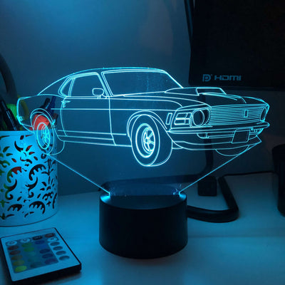 1970 Vehicle - 3D Optical Illusion Lamp - carve-craftworks-llc