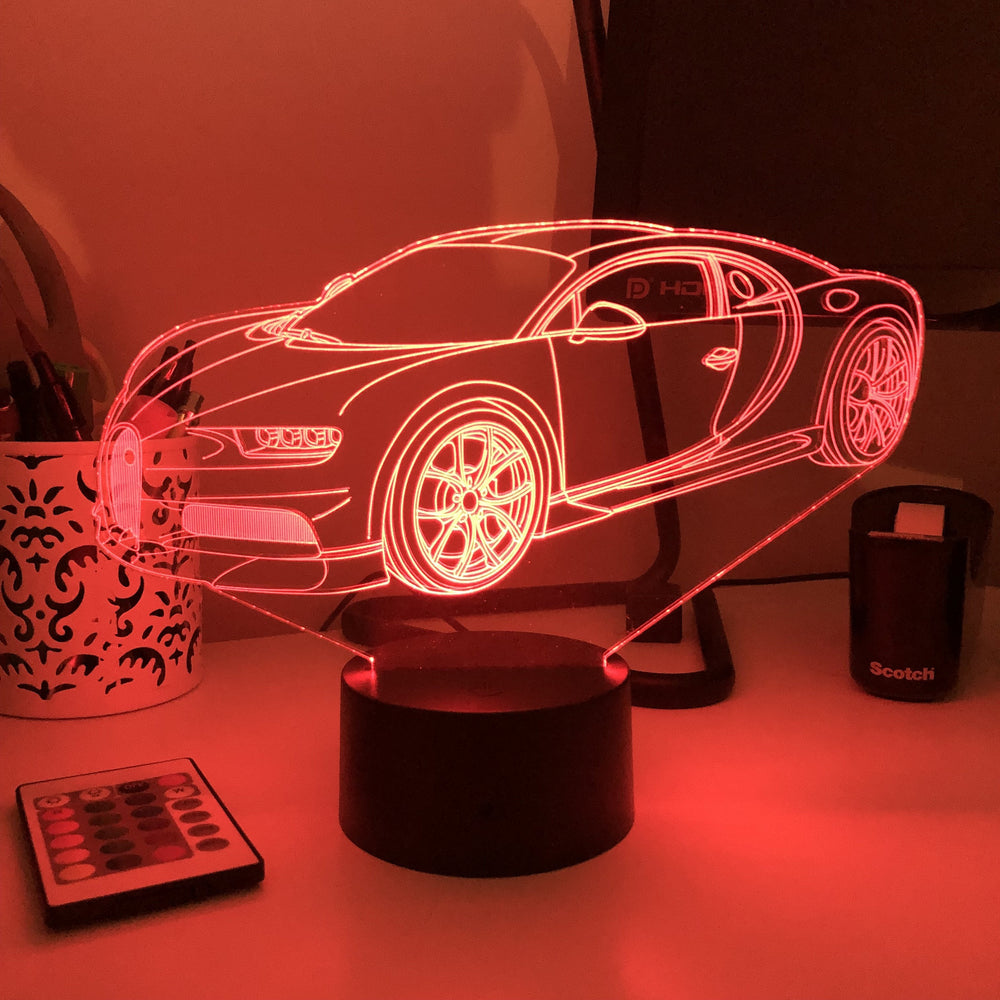 Sports Car 1 - 3D Optical Illusion Lamp - carve-craftworks-llc