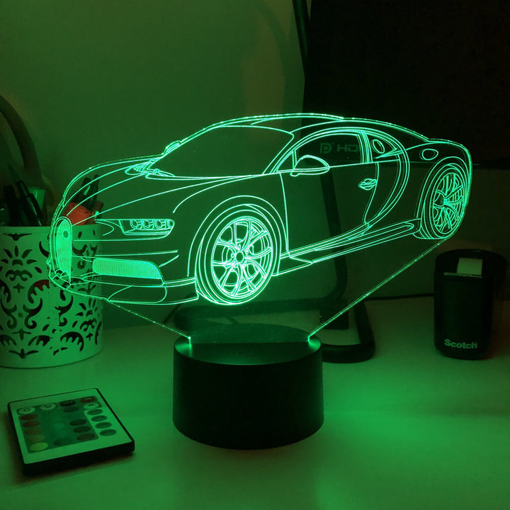 Sports Car 1 - 3D Optical Illusion Lamp - carve-craftworks-llc