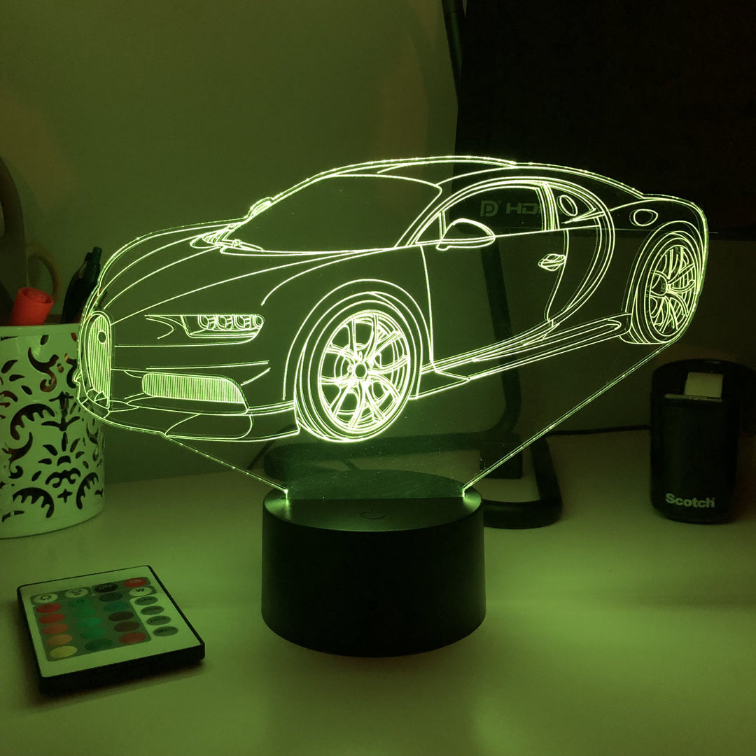 Sports Car 1 - 3D Optical Illusion Lamp - carve-craftworks-llc