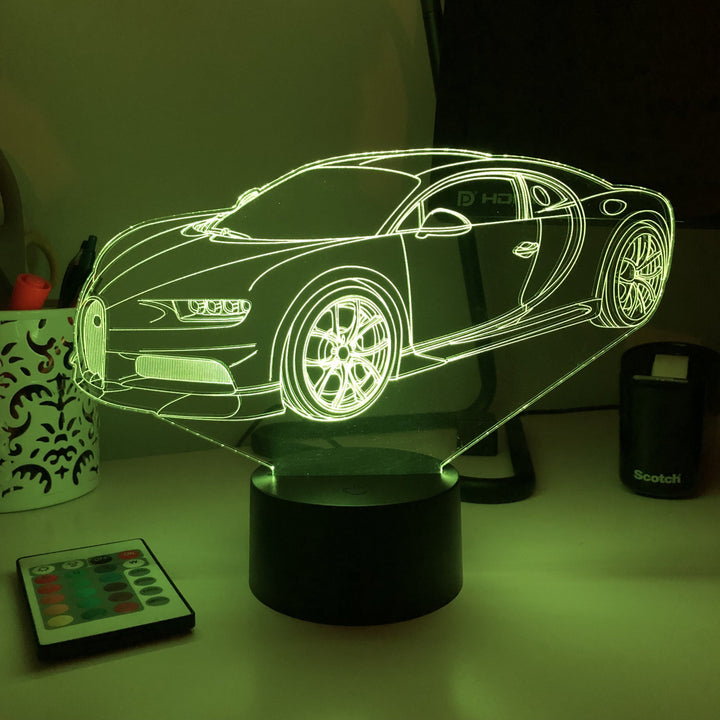 Sports Car 1 - 3D Optical Illusion Lamp - carve-craftworks-llc