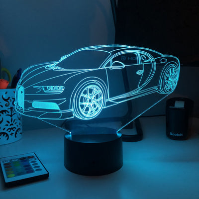 Sports Car 1 - 3D Optical Illusion Lamp - carve-craftworks-llc