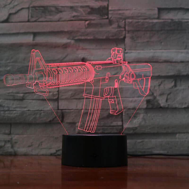 M4 Rifle - 3D Optical Illusion Lamp - carve-craftworks-llc
