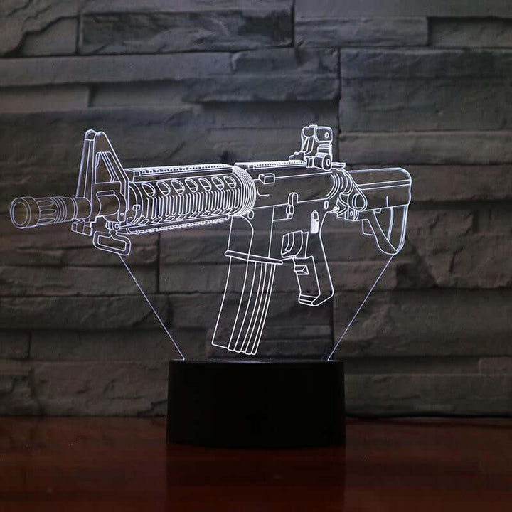 M4 Rifle - 3D Optical Illusion Lamp - carve-craftworks-llc