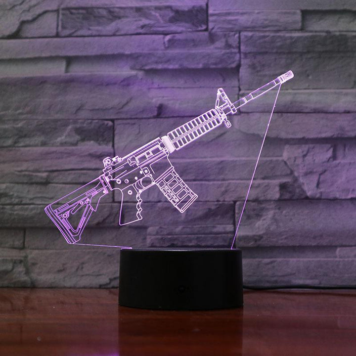 Rifle -15 Slanted - 3D Optical Illusion Lamp - carve-craftworks-llc